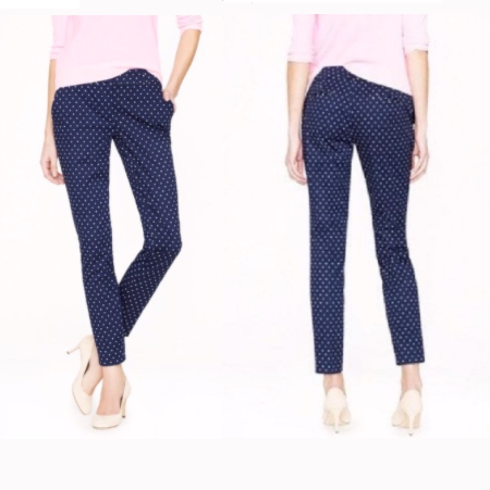Never worn J. CREW blue/white polka dots pants